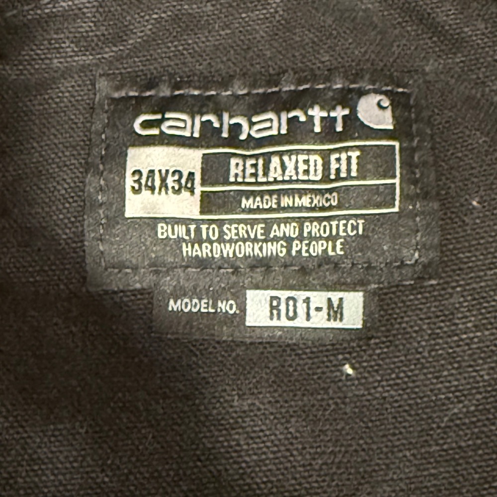 Carhartt 102776 R01 Black Canvas Duck Double Knee Carpenter Overalls 34x34 faded - Picture 4 of 5